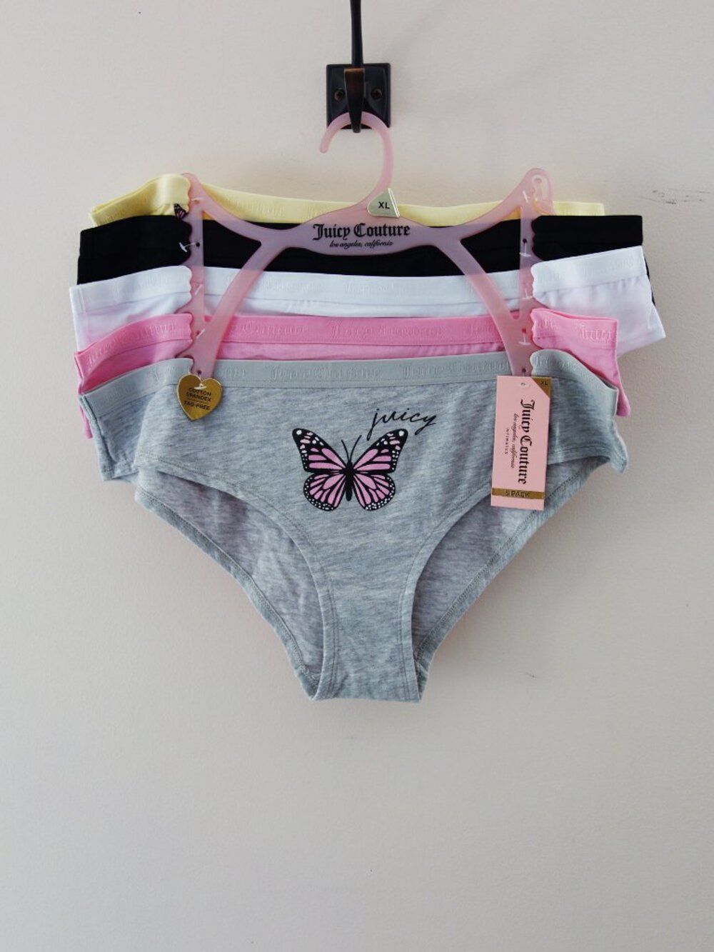 Juicy Couture 5-Pack Soft Stretchy Cotton Cheeky Panties Butterfly XL NWT!